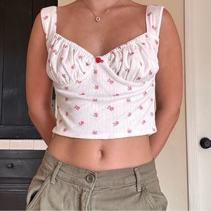 BRAND NEW Floral white crop top from With Jean size SMALL